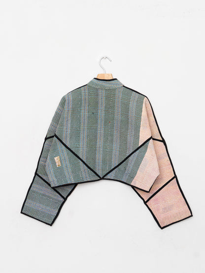 The Kaira Cropped Quilted Patchwork Kantha Jacket