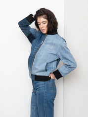 The Veda Denim Bomber Jacket - Small