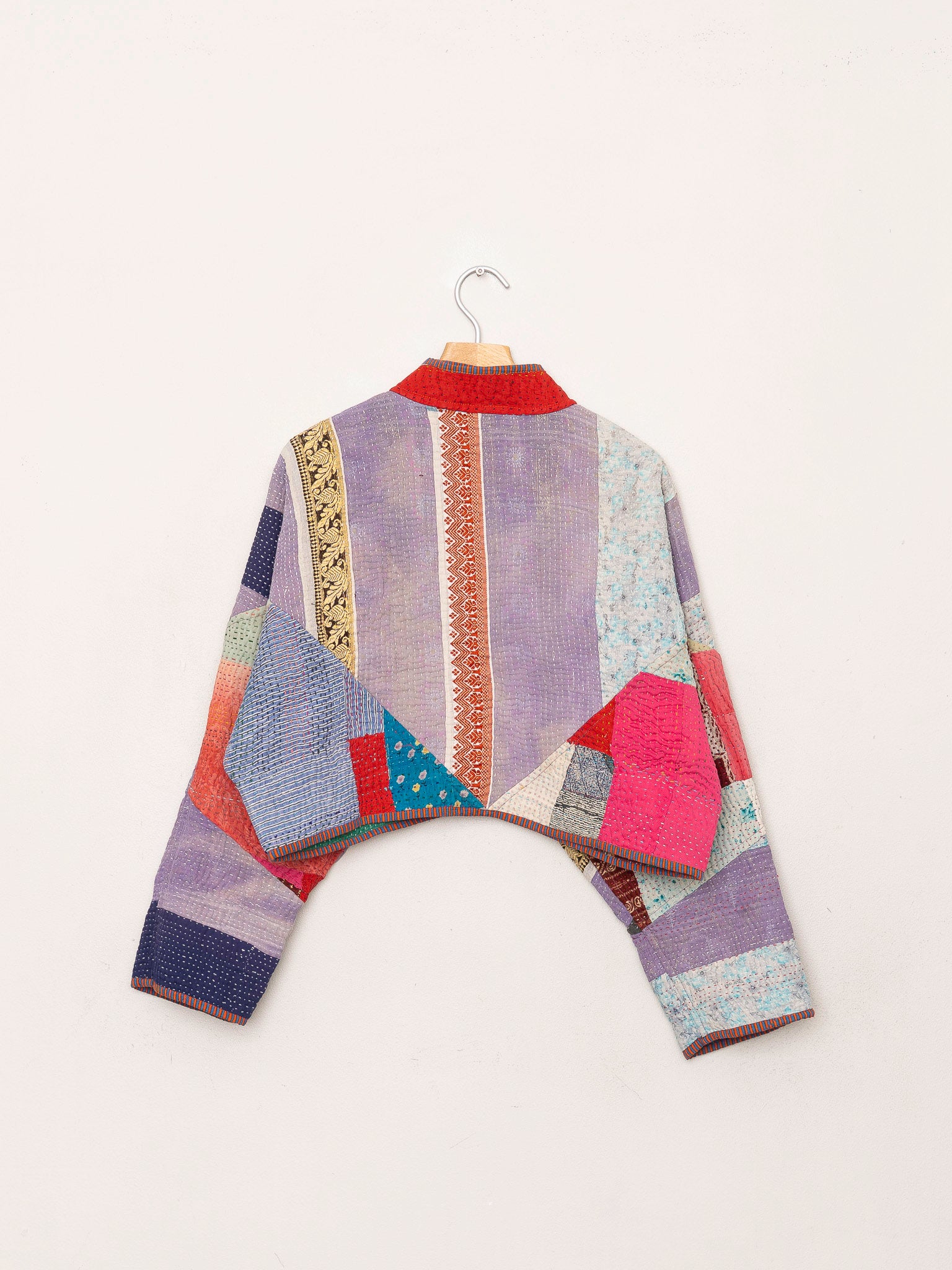 The Kaira Cropped Quilted Patchwork Kantha Jacket