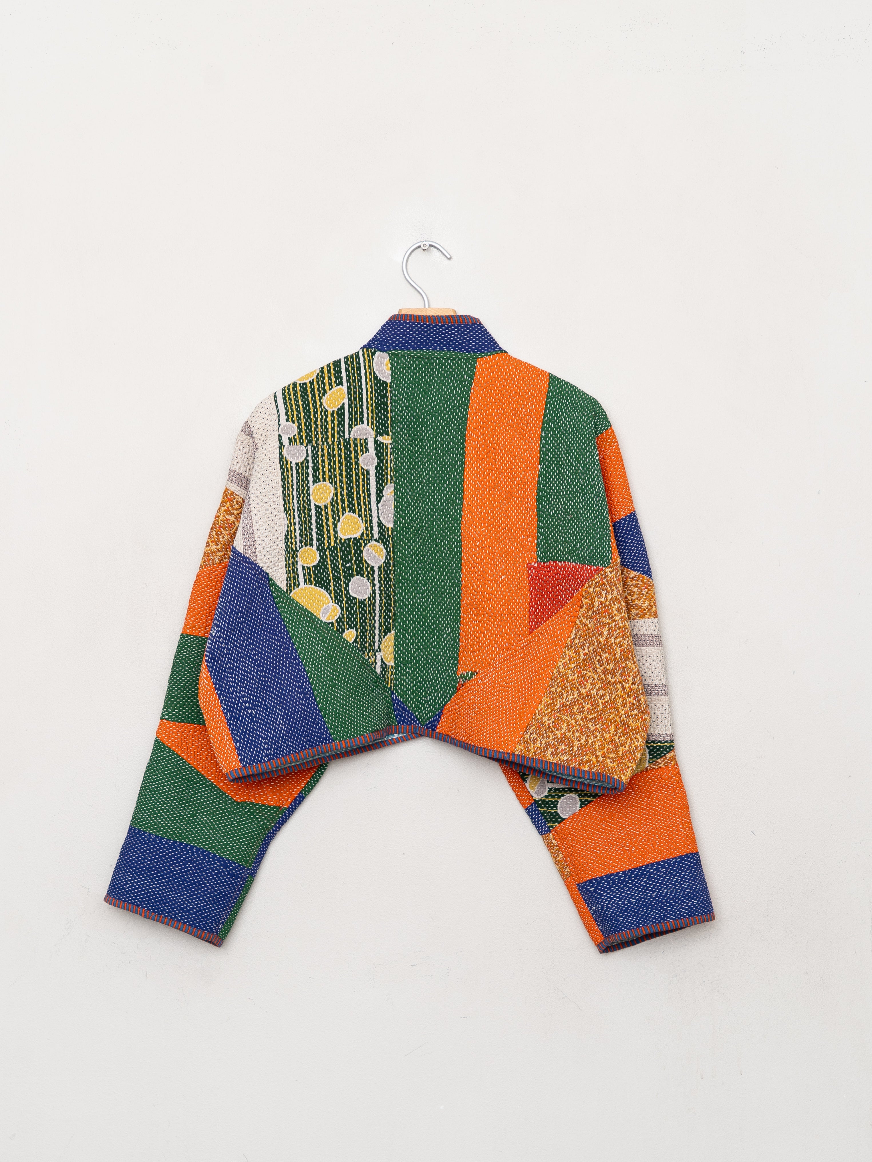 The Kaira Cropped Quilted Patchwork Kantha Jacket