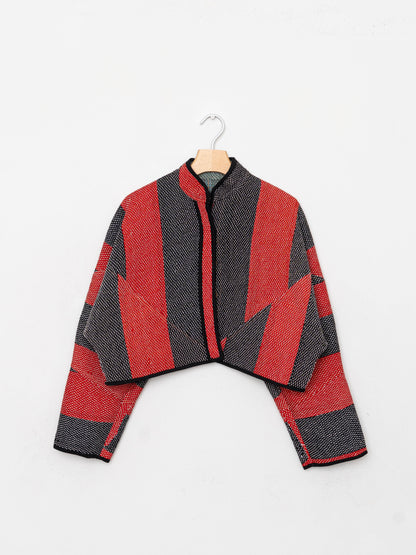 The Kaira Cropped Quilted Patchwork Kantha Jacket