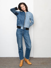 The Veda Denim Bomber Jacket - Small
