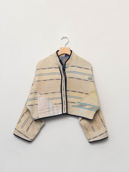 The Kaira Cropped Quilted Patchwork Kantha Jacket