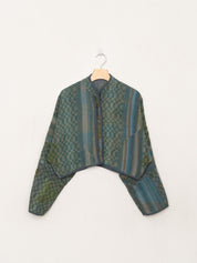 The Kaira Cropped Quilted Indigo Kantha Jacket