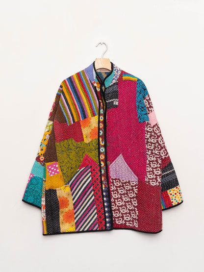 The Narmada Quilted Patchwork Kantha Jacket