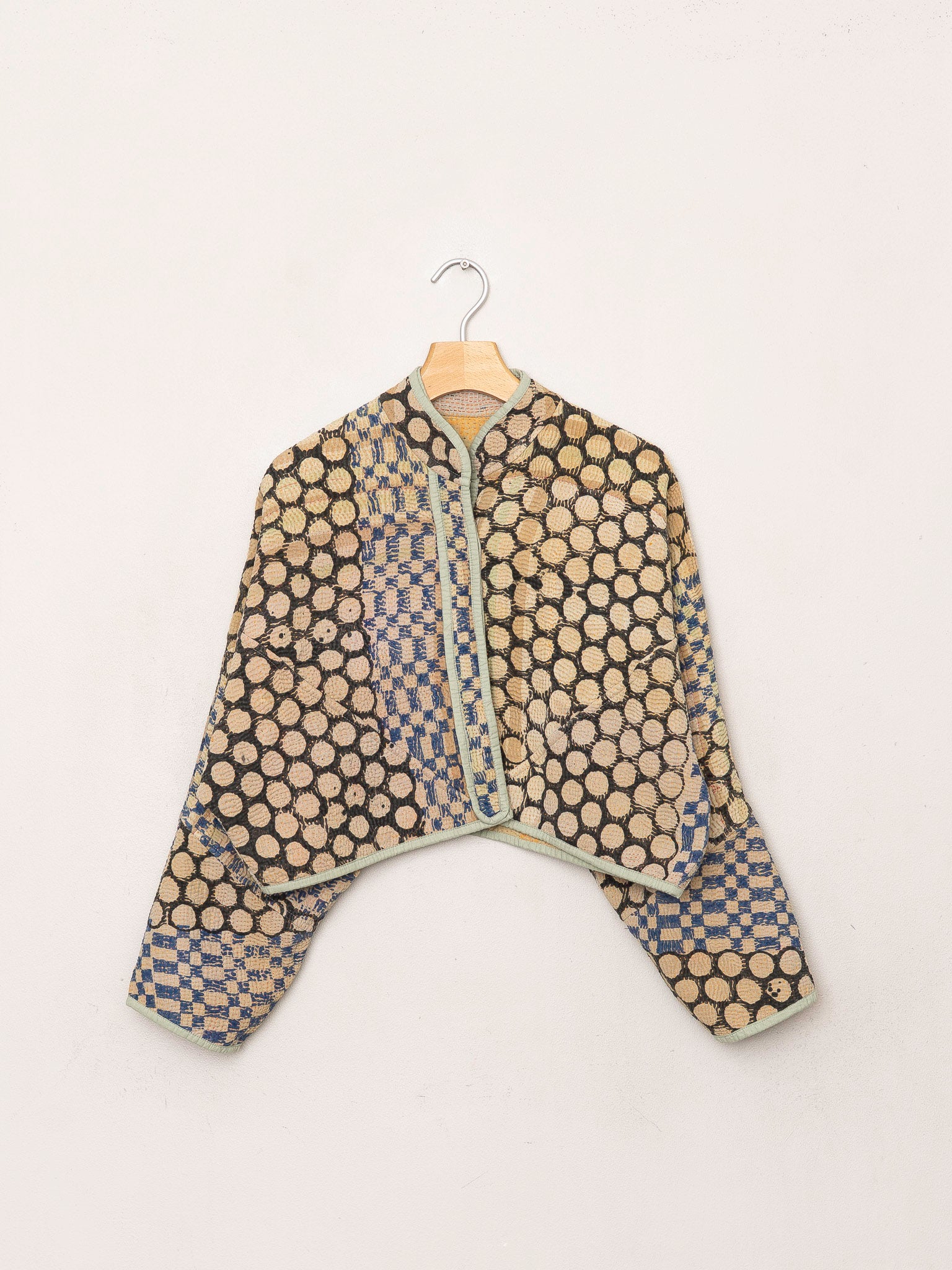 The Kaira Cropped Quilted Indigo Kantha Jacket