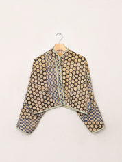 The Kaira Cropped Quilted Indigo Kantha Jacket
