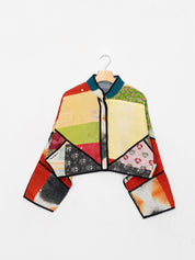 The Kaira Cropped Quilted Patchwork Kantha Jacket
