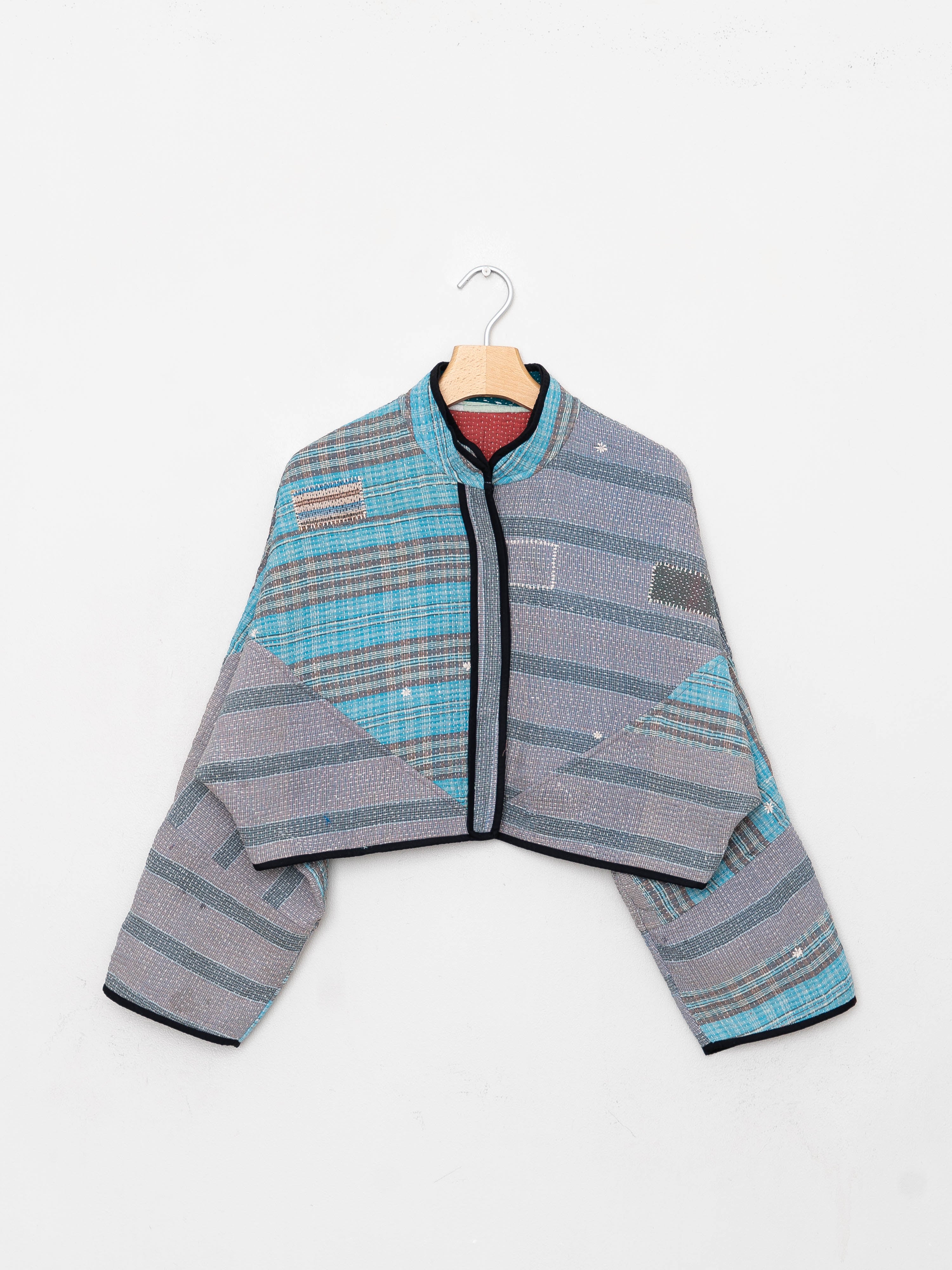 The Kaira Cropped Quilted Patchwork Kantha Jacket