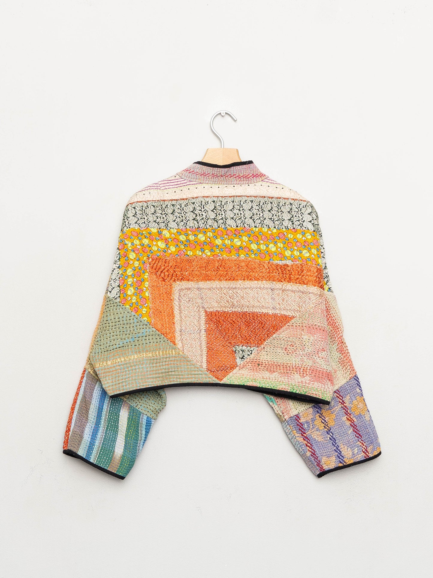 The Kaira Cropped Quilted Patchwork Kantha Jacket