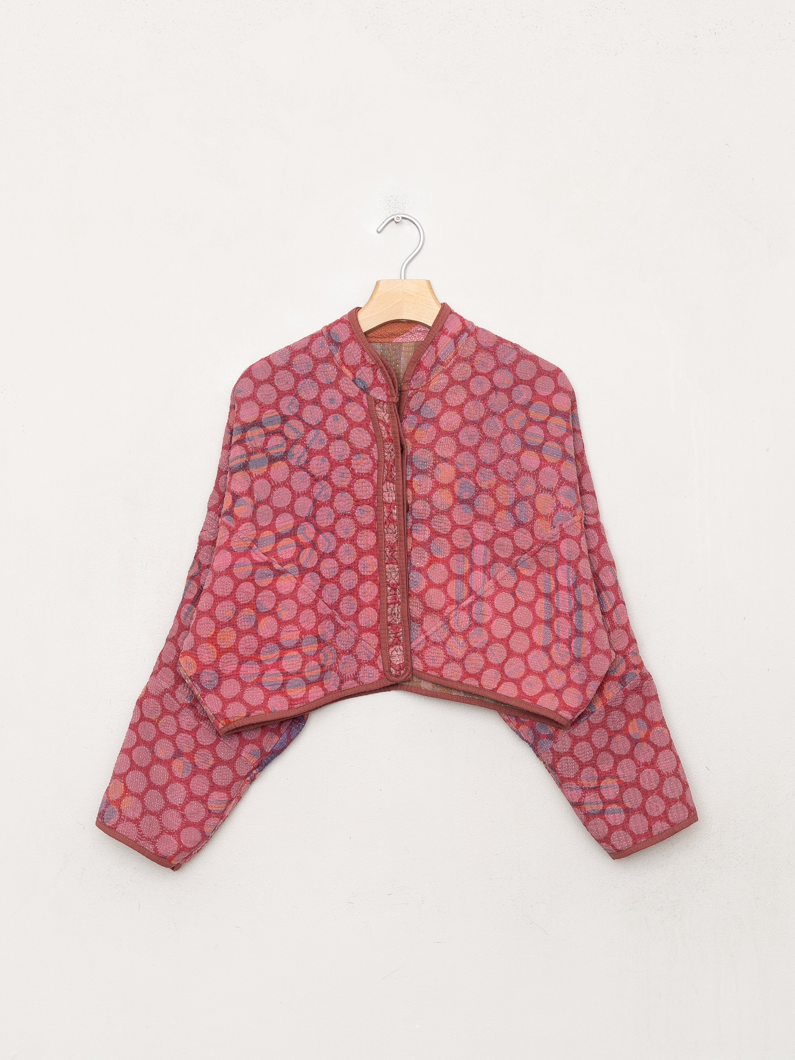 The Kaira Cropped Quilted Indigo Kantha Jacket