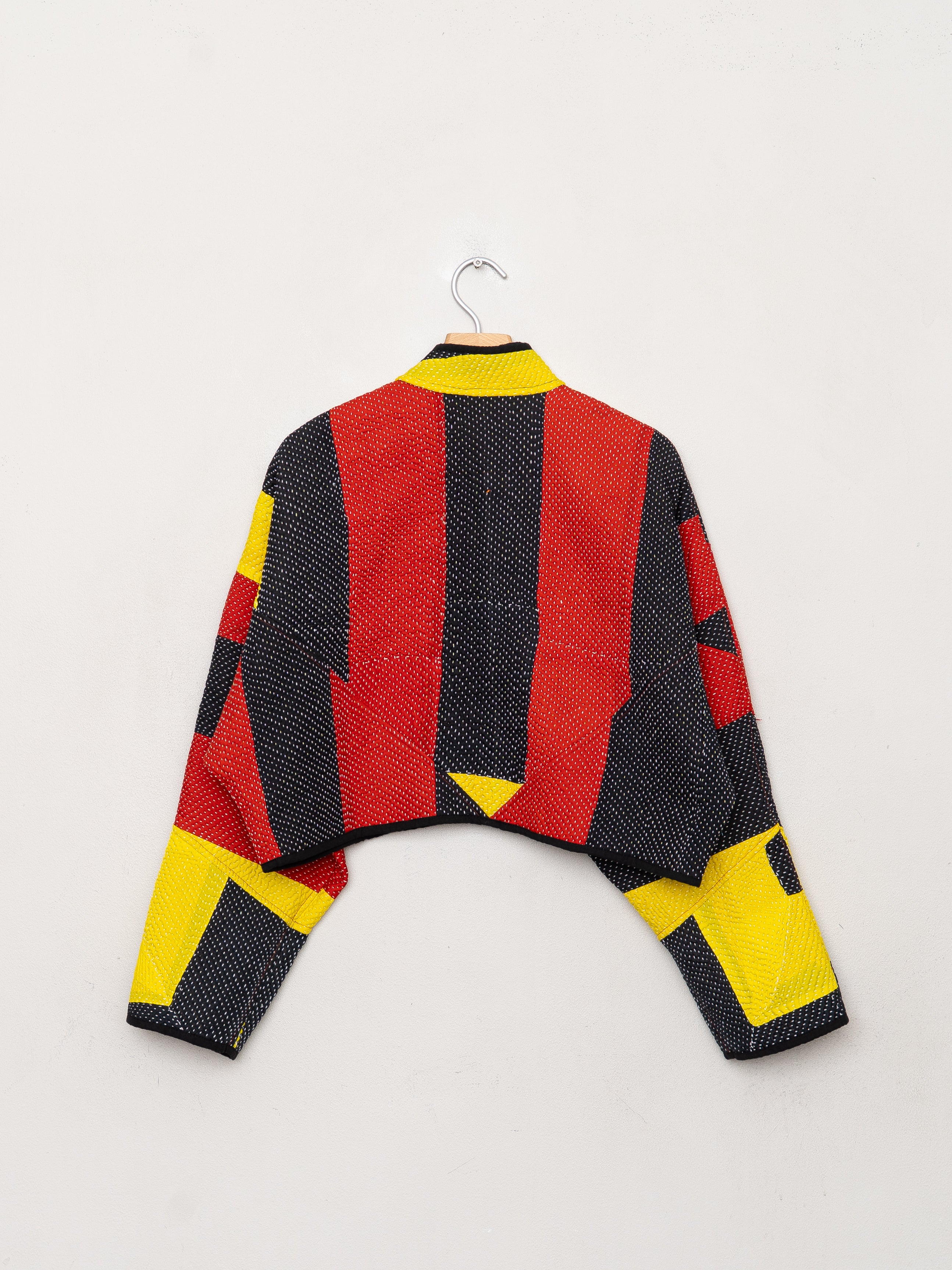 The Kaira Cropped Quilted Patchwork Kantha Jacket