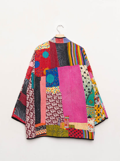 The Narmada Quilted Patchwork Kantha Jacket