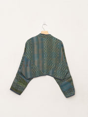 The Kaira Cropped Quilted Indigo Kantha Jacket