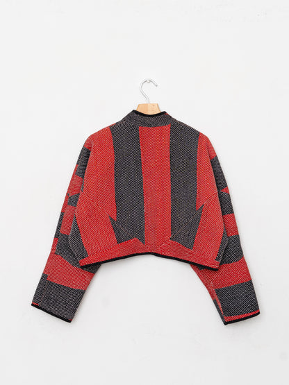 The Kaira Cropped Quilted Patchwork Kantha Jacket