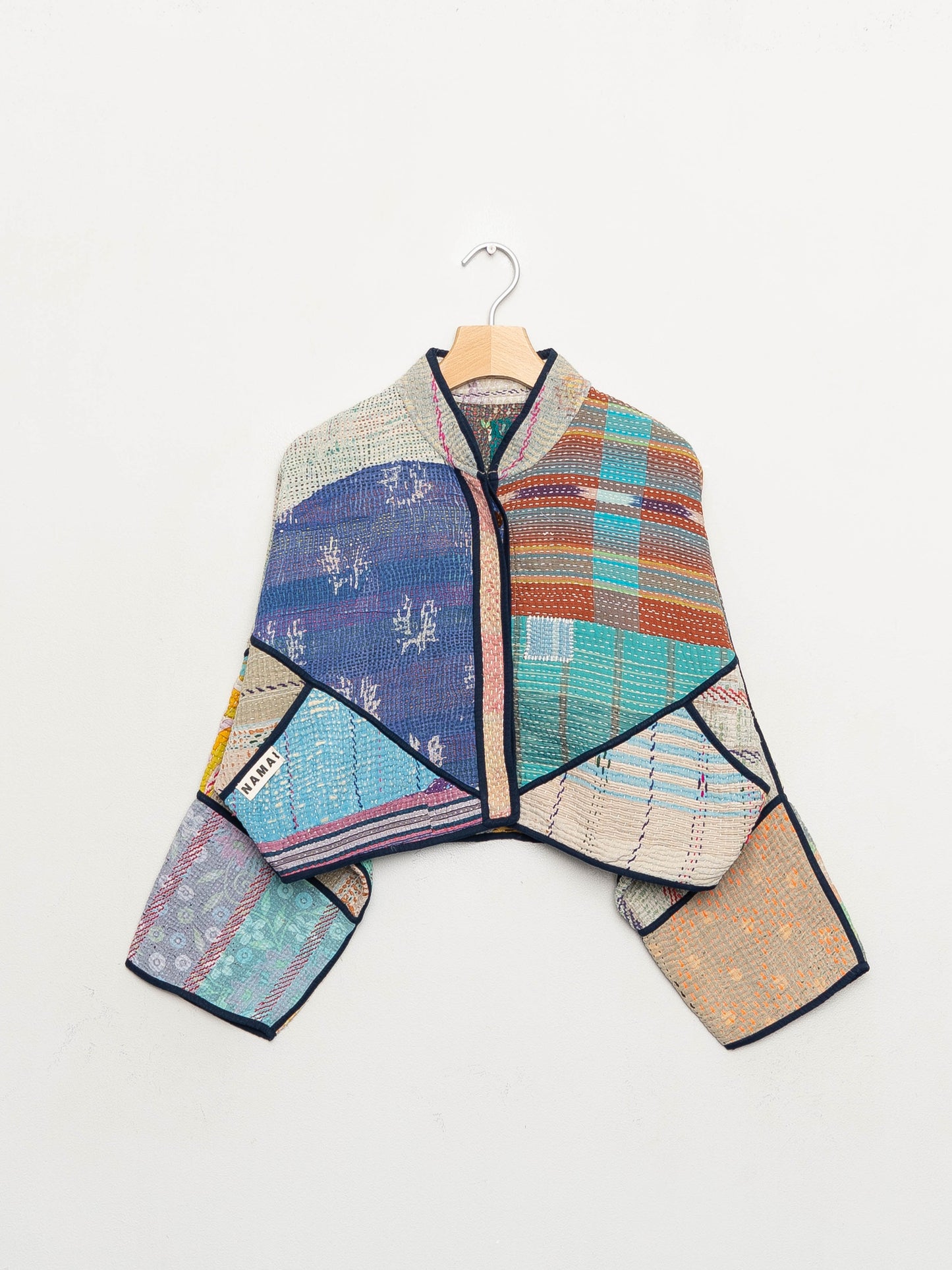 The Kaira Cropped Quilted Patchwork Kantha Jacket