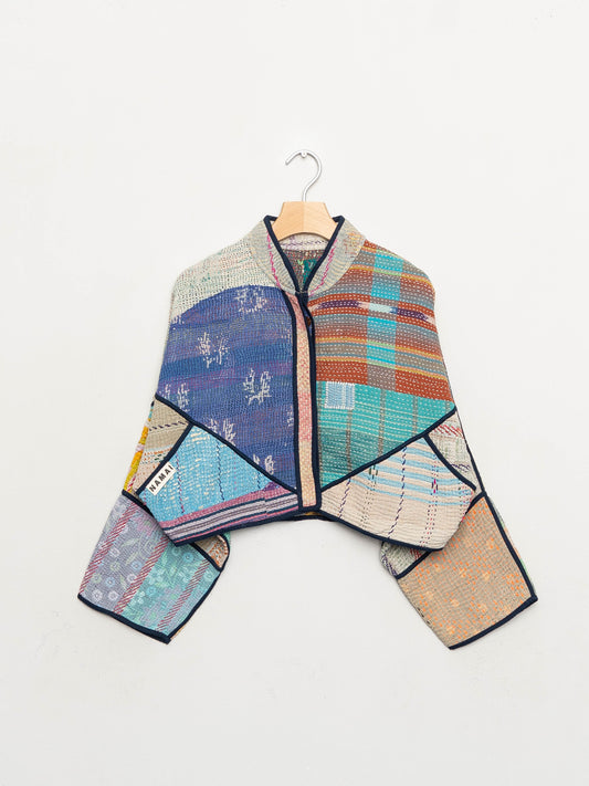 The Kaira Cropped Quilted Patchwork Kantha Jacket