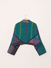 The Kaira Cropped Quilted Patchwork Kantha Jacket