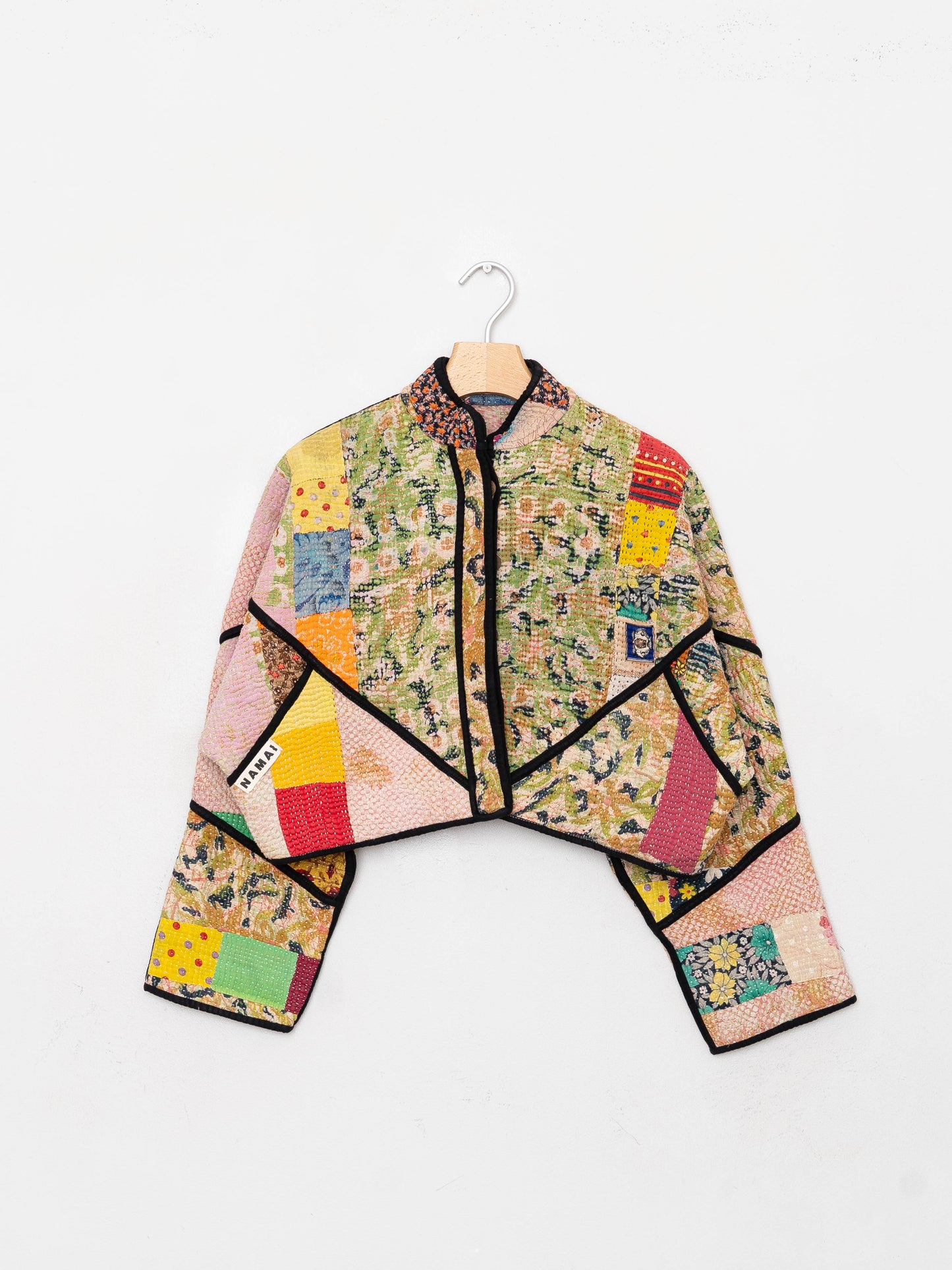 The Kaira Cropped Quilted Patchwork Kantha Jacket