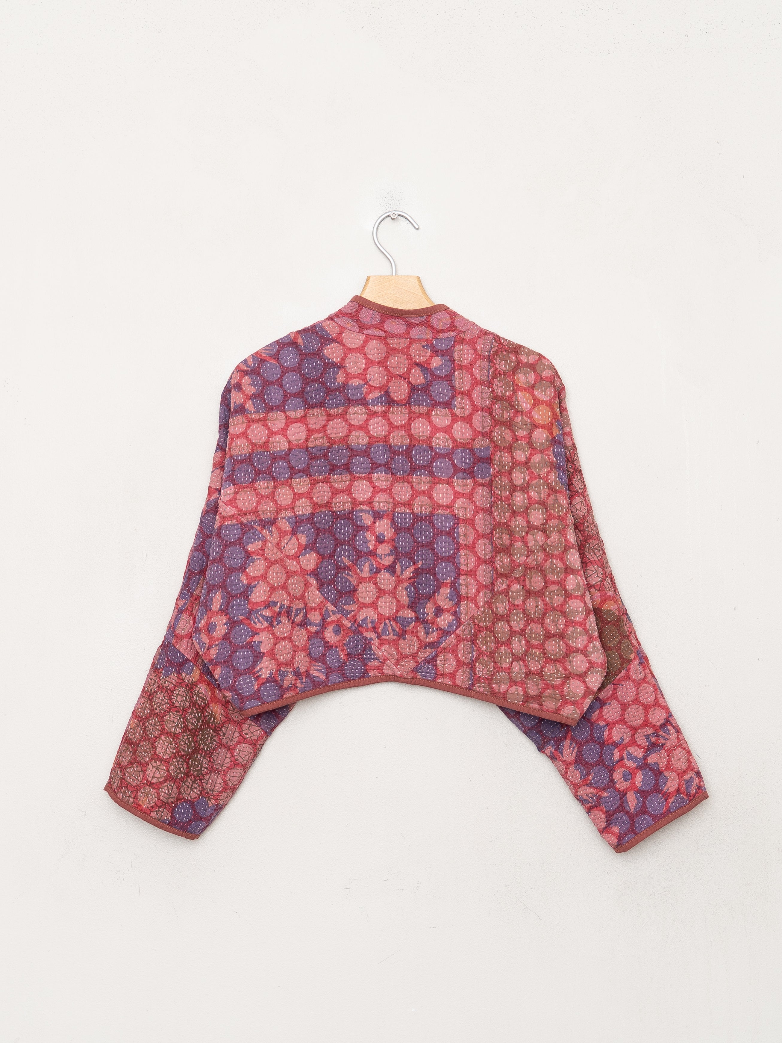 The Kaira Cropped Quilted Indigo Kantha Jacket