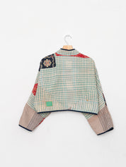 The Kaira Cropped Quilted Patchwork Kantha Jacket