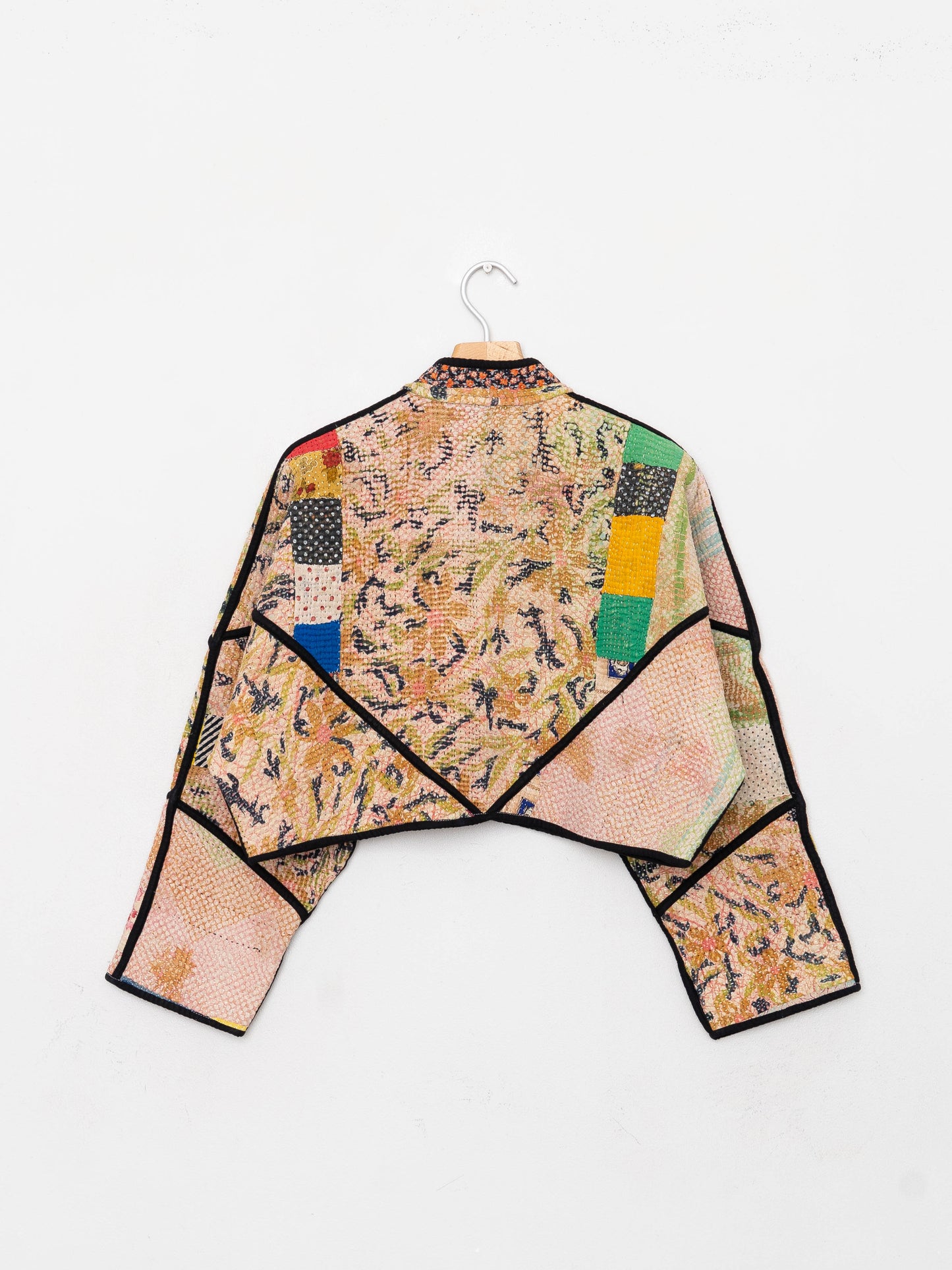 The Kaira Cropped Quilted Patchwork Kantha Jacket