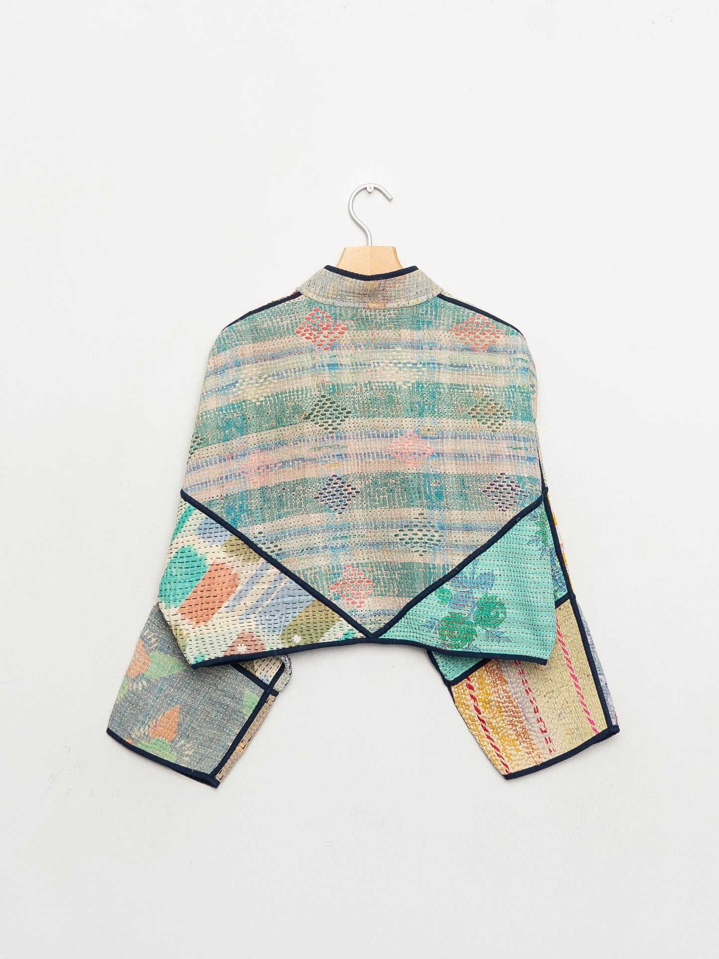 The Kaira Cropped Quilted Patchwork Kantha Jacket