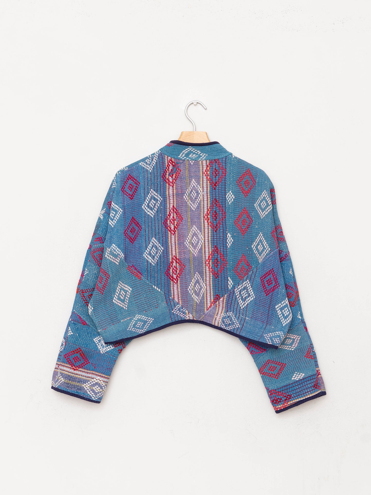 The Kaira Cropped Quilted Patchwork Kantha Jacket