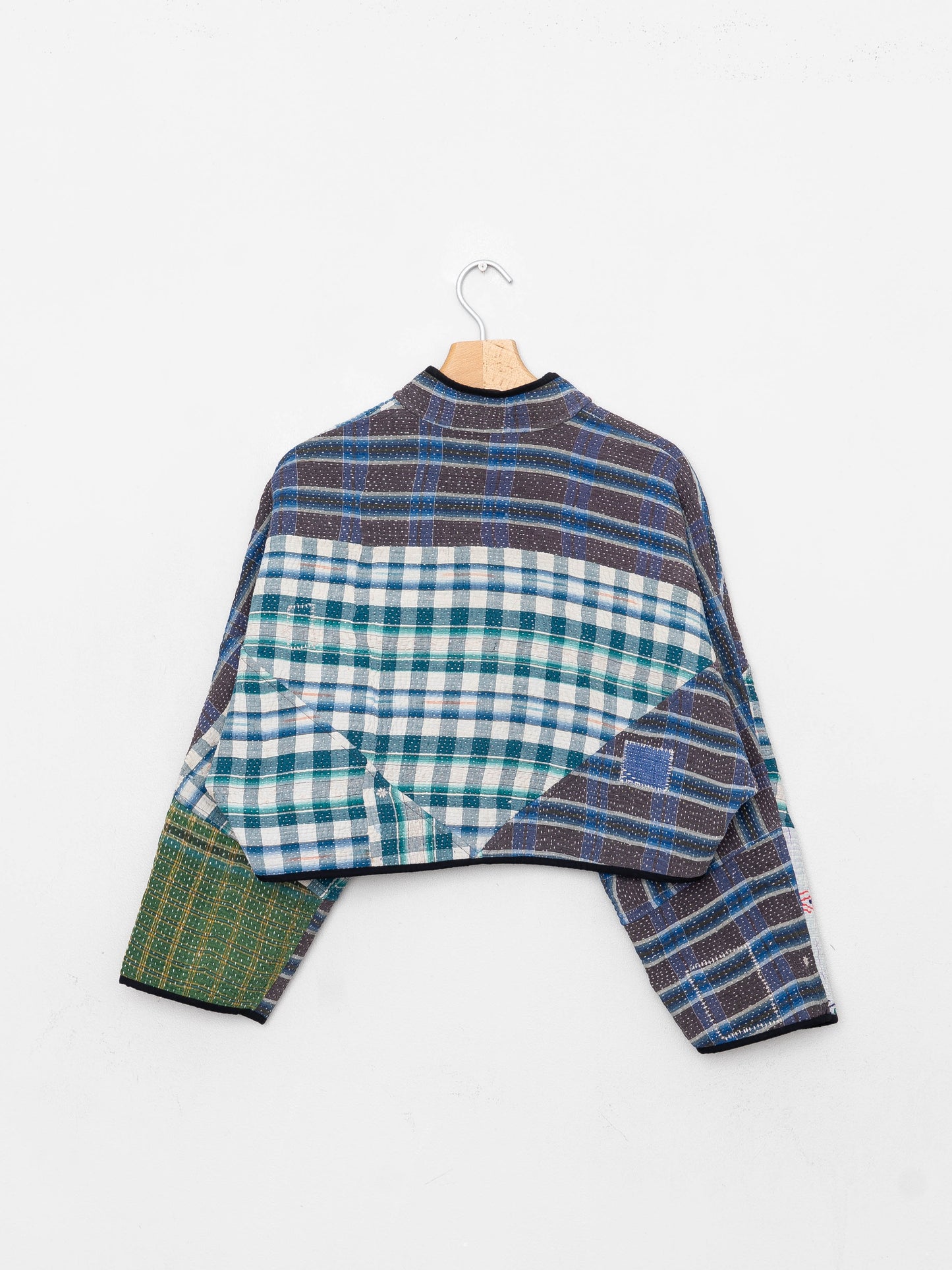 The Kaira Cropped Quilted Patchwork Kantha Jacket