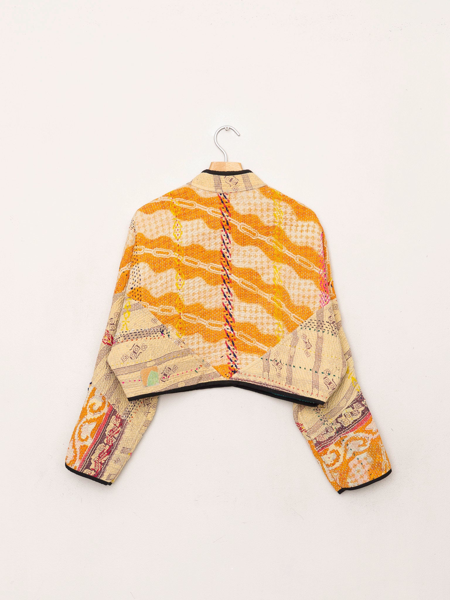 The Kaira Cropped Quilted Patchwork Kantha Jacket