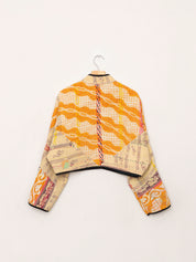 The Kaira Cropped Quilted Patchwork Kantha Jacket