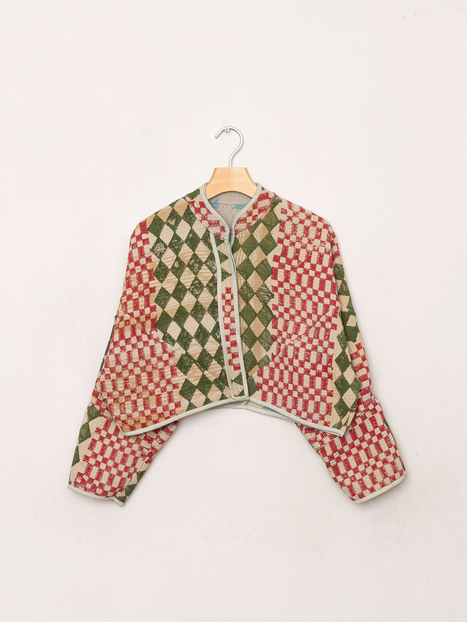 The Kaira Cropped Quilted Indigo Kantha Jacket