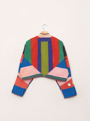 The Kaira Cropped Quilted Patchwork Kantha Jacket
