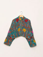 The Kaira Cropped Suzani Quilted Kantha Jacket