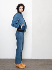 The Veda Denim Bomber Jacket - Small