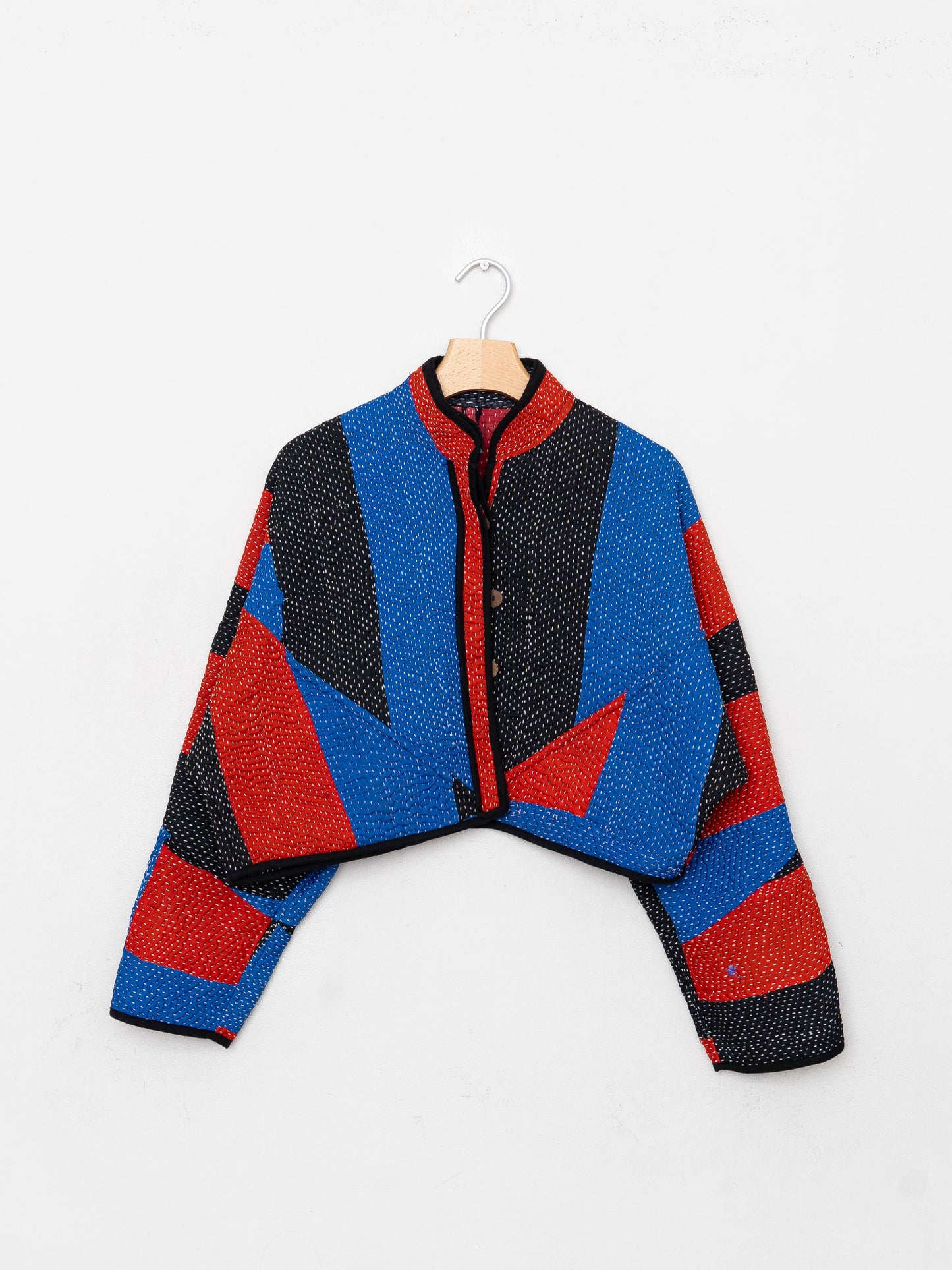 The Kaira Cropped Quilted Patchwork Kantha Jacket