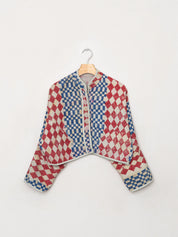 The Kaira Cropped Quilted Indigo Kantha Jacket
