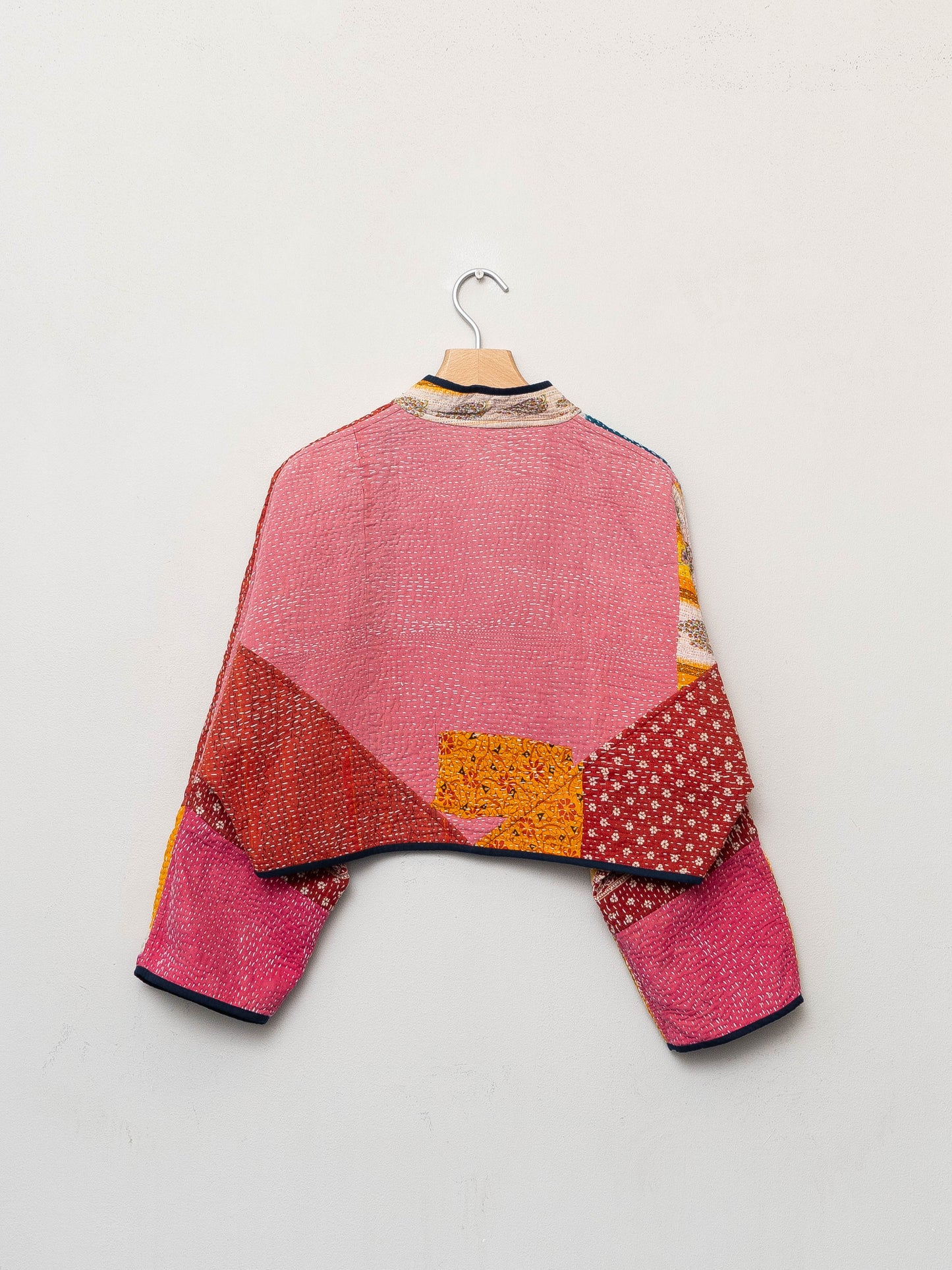 The Kaira Cropped Quilted Patchwork Kantha Jacket