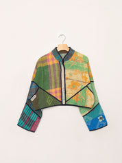 The Kaira Cropped Quilted Patchwork Kantha Jacket