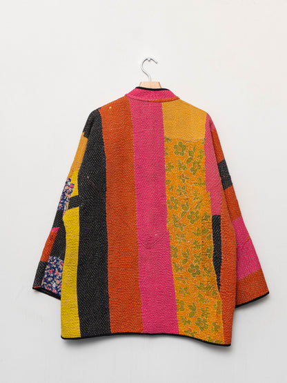 The Narmada Quilted Patchwork Kantha Jacket