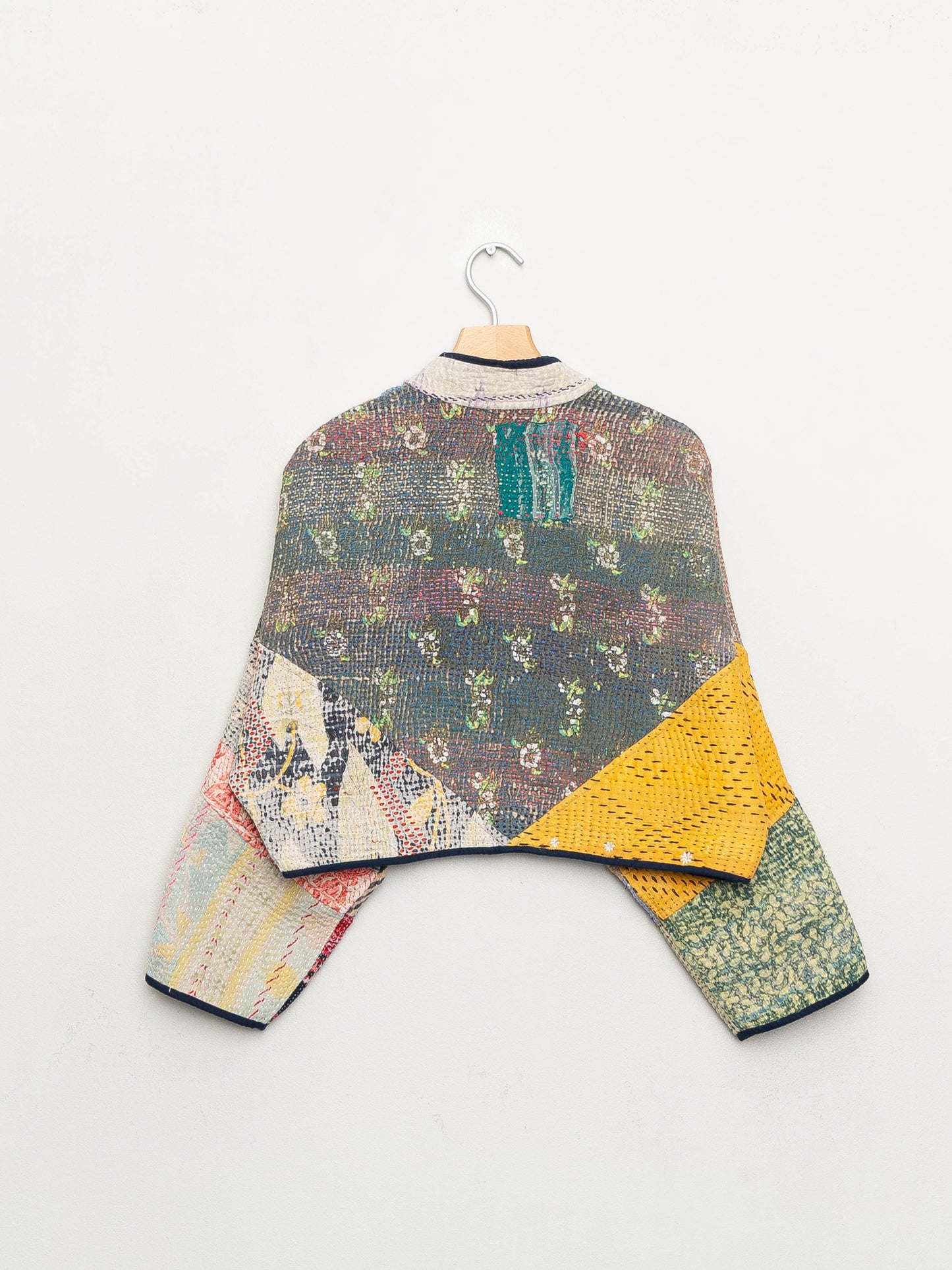 The Kaira Cropped Quilted Patchwork Kantha Jacket