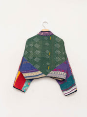The Kaira Cropped Quilted Patchwork Kantha Jacket