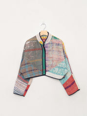 The Kaira Cropped Quilted Patchwork Kantha Jacket