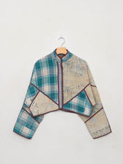 The Kaira Cropped Quilted Patchwork Kantha Jacket