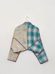 The Kaira Cropped Quilted Patchwork Kantha Jacket