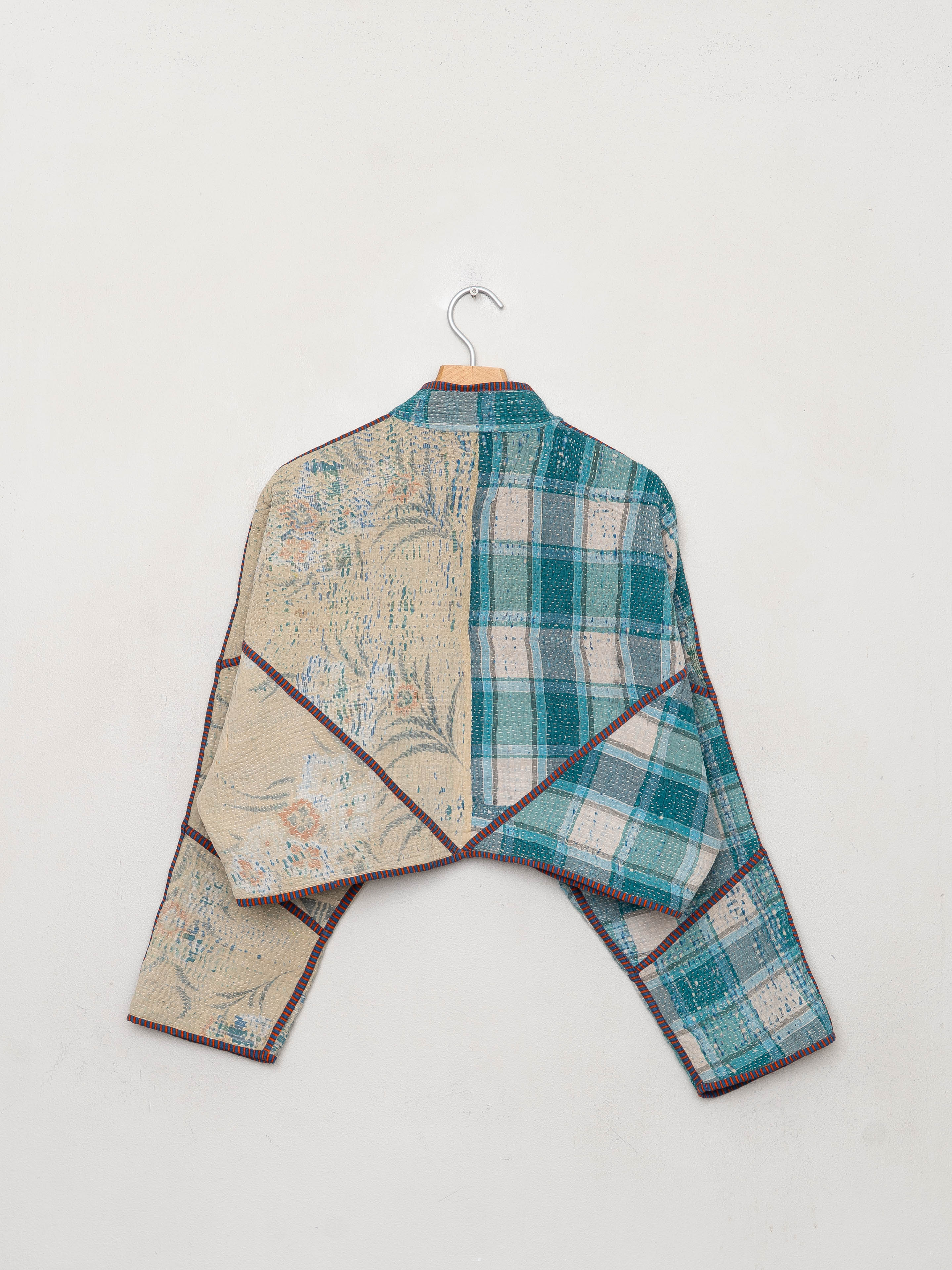 The Kaira Cropped Quilted Patchwork Kantha Jacket