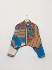 The Kaira Cropped Quilted Patchwork Kantha Jacket