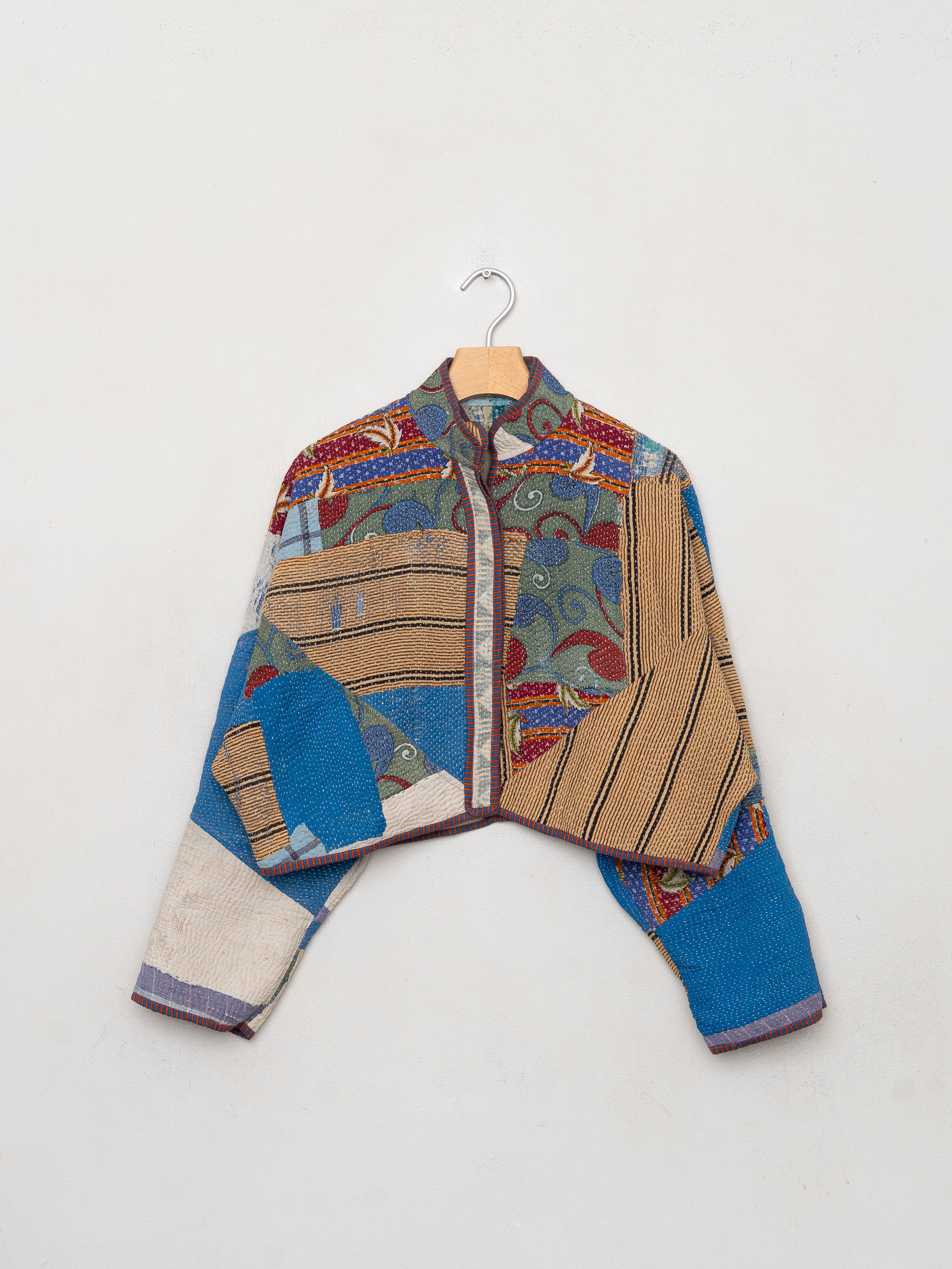 The Kaira Cropped Quilted Patchwork Kantha Jacket