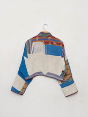 The Kaira Cropped Quilted Patchwork Kantha Jacket