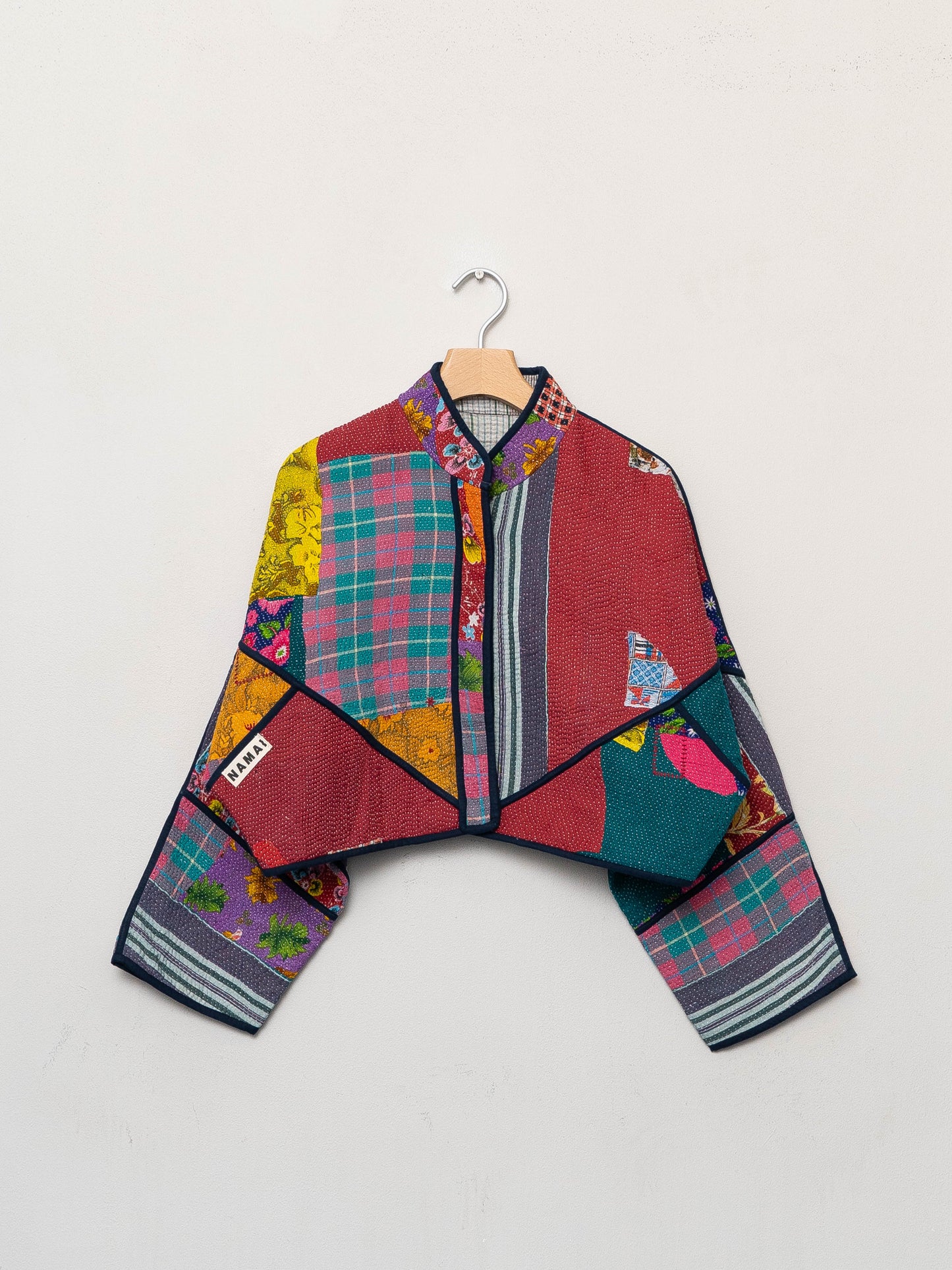 The Kaira Cropped Quilted Patchwork Kantha Jacket